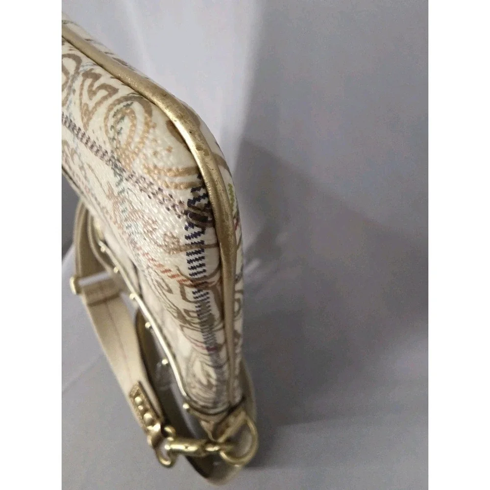 COACH Gold 7x8x1in Signature Graffiti F42239 PVC Small Crossbody w/out BagCharm
